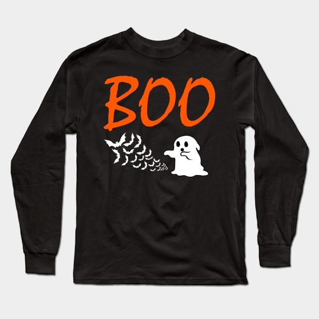 Bats are Scared of Ghosts Too Boo Ghost Halloween Gifts Long Sleeve T-Shirt by ChrisWilson